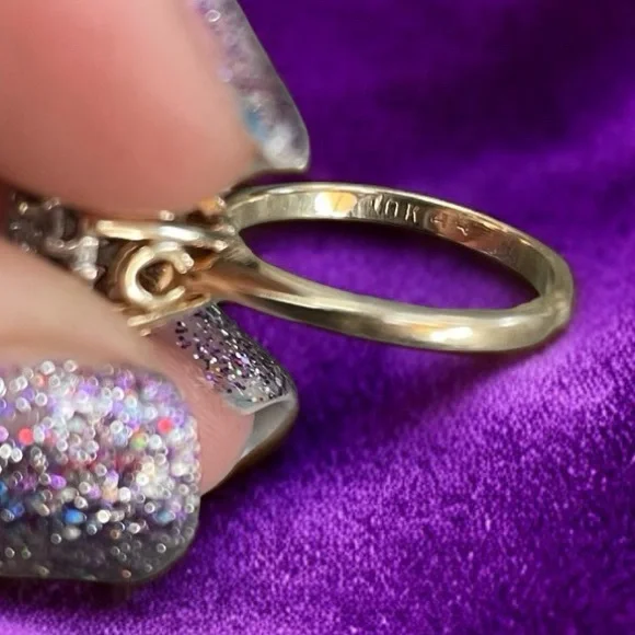 Antique 10k Gold Topaz Cluster Ring Size 4.5 - Picture 7 of 11